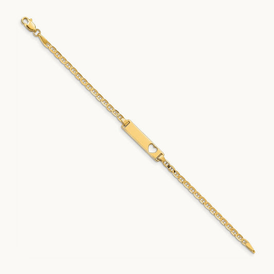 Cut-out Heart Anchor Link ID Bracelet — 5.5mm