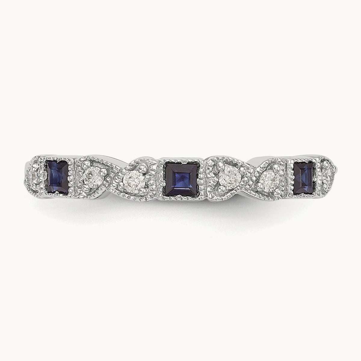 Diamond w/Sapphire Band, 14K White Gold