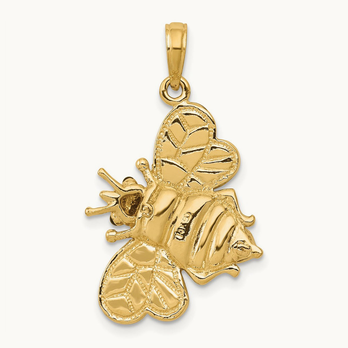 Enameled 3-D Bumblebee Pendant, 14K