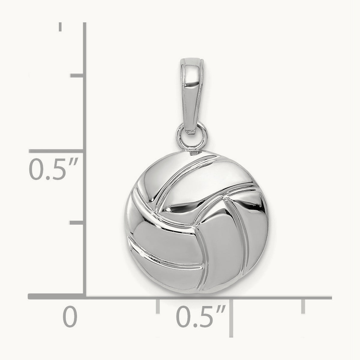 Polished Volleyball Pendant — 14K White Gold