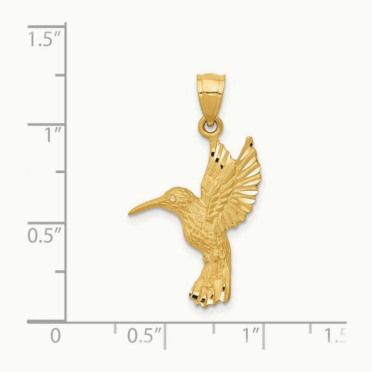 Diamond-cut Hummingbird Pendant, 14K