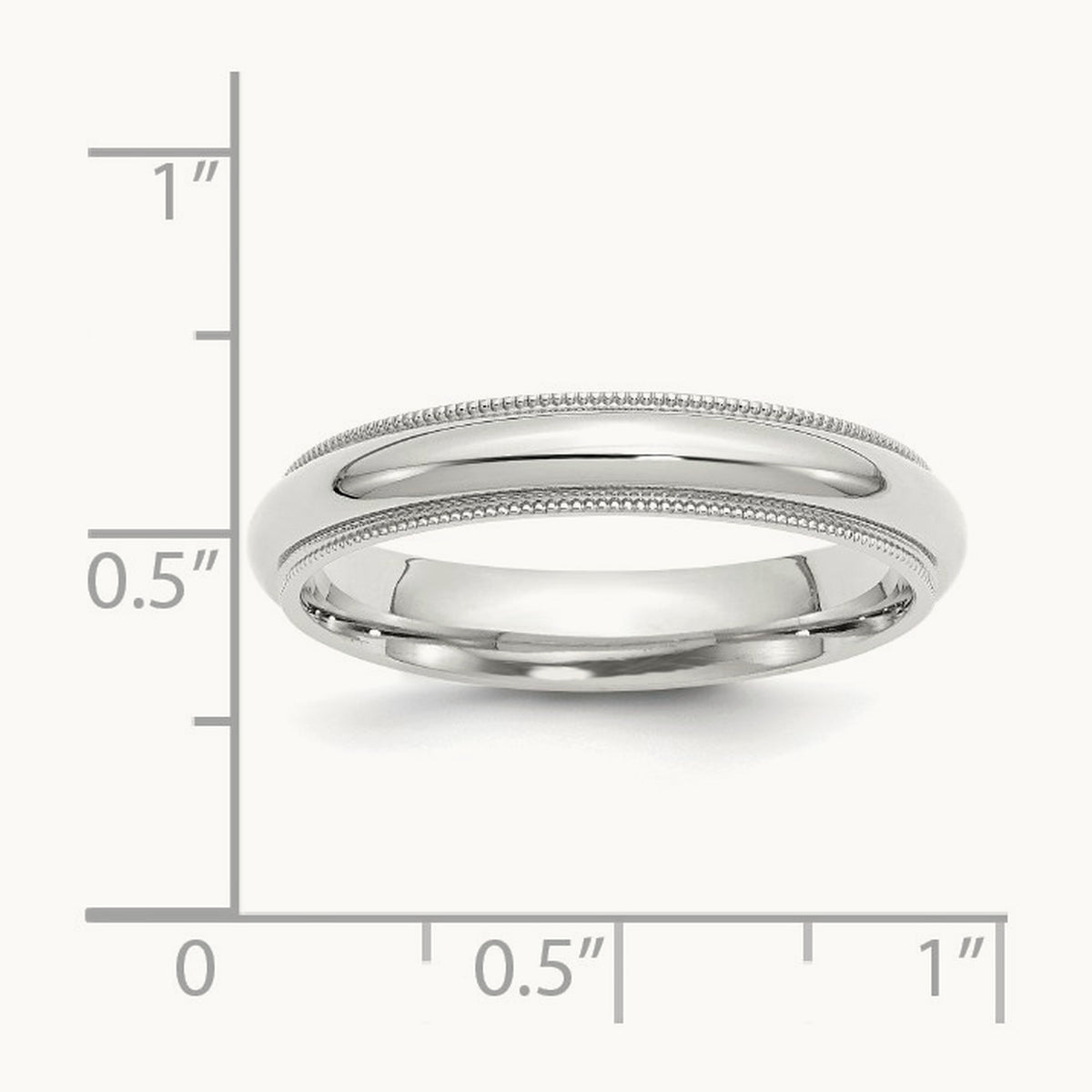 Milgrain Comfort Fit Band — 14K White Gold, 4mm