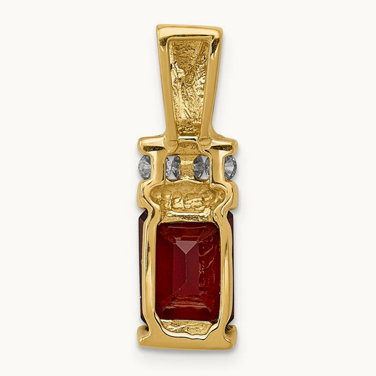 8x6mm Emerald Cut Garnet AA Diamond Slide, 14K