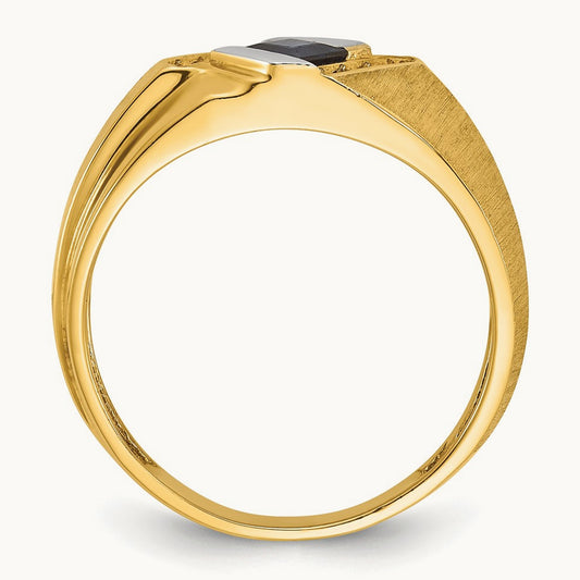 IBGoodman Men's Cr.Sapphire and Diamond Satin Complete Ring, 14K