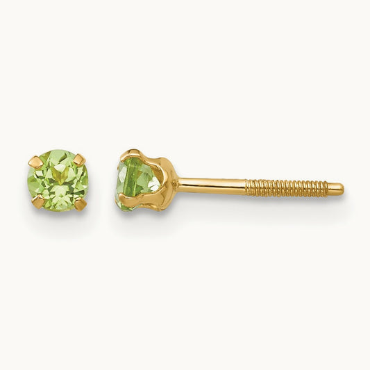 Madi K Peridot Earrings, 3mm, 14K