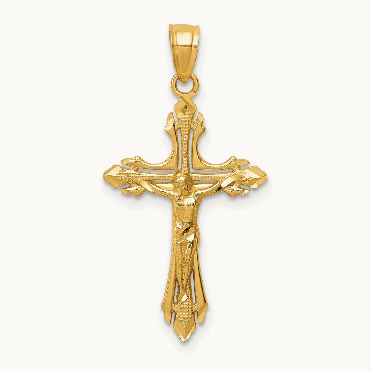 Diamond-cut Crucifix Pendant, 14K