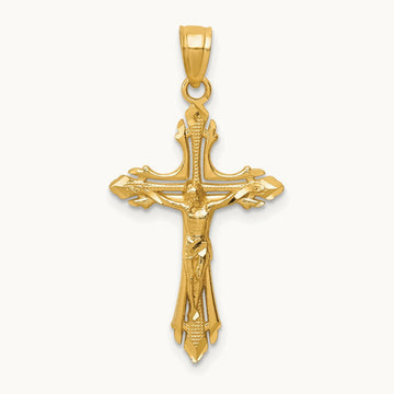 Diamond-cut Crucifix Pendant, 14K