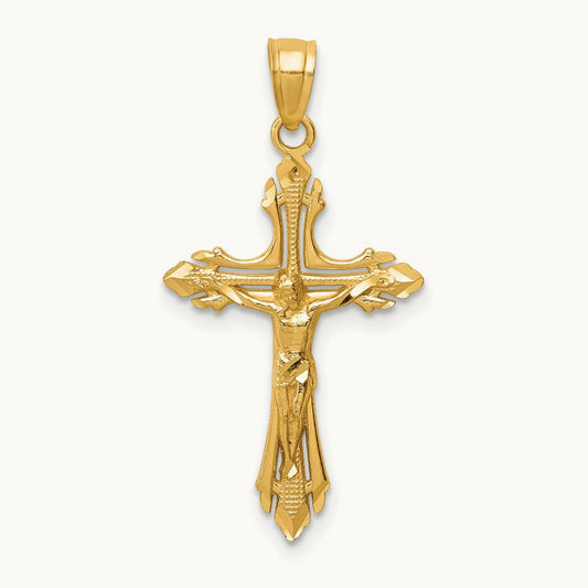 Diamond-cut Crucifix Pendant, 14K