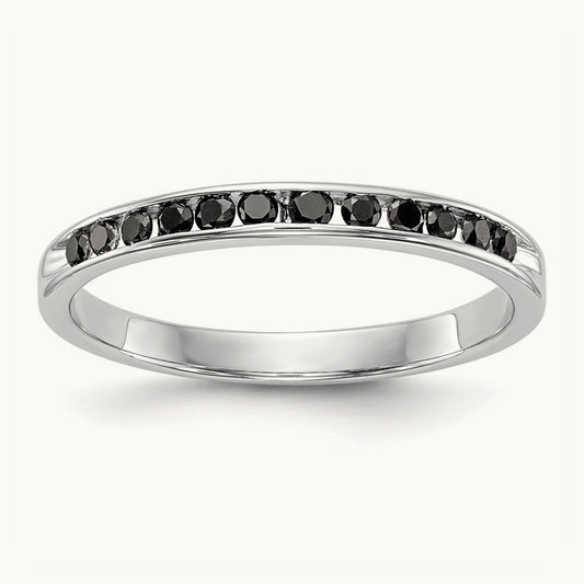 Black Diamond Band, 14K White Gold
