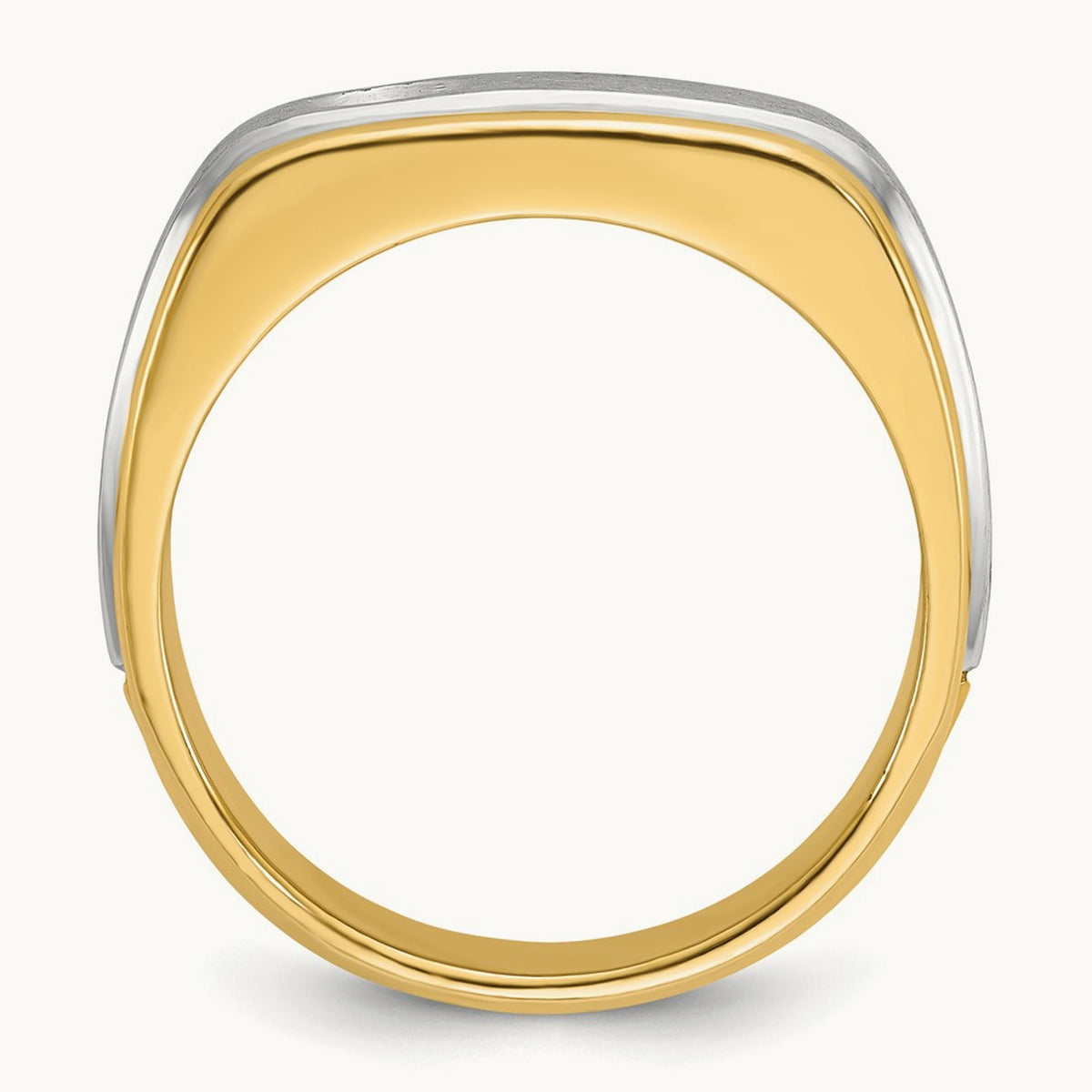 IBGoodman Men's Polished and Satin Diamond Complete Ring, 14K Two-tone