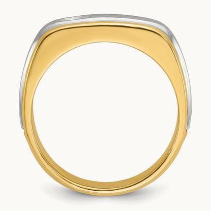 IBGoodman Men's Polished and Satin Diamond Complete Ring, 14K Two-tone