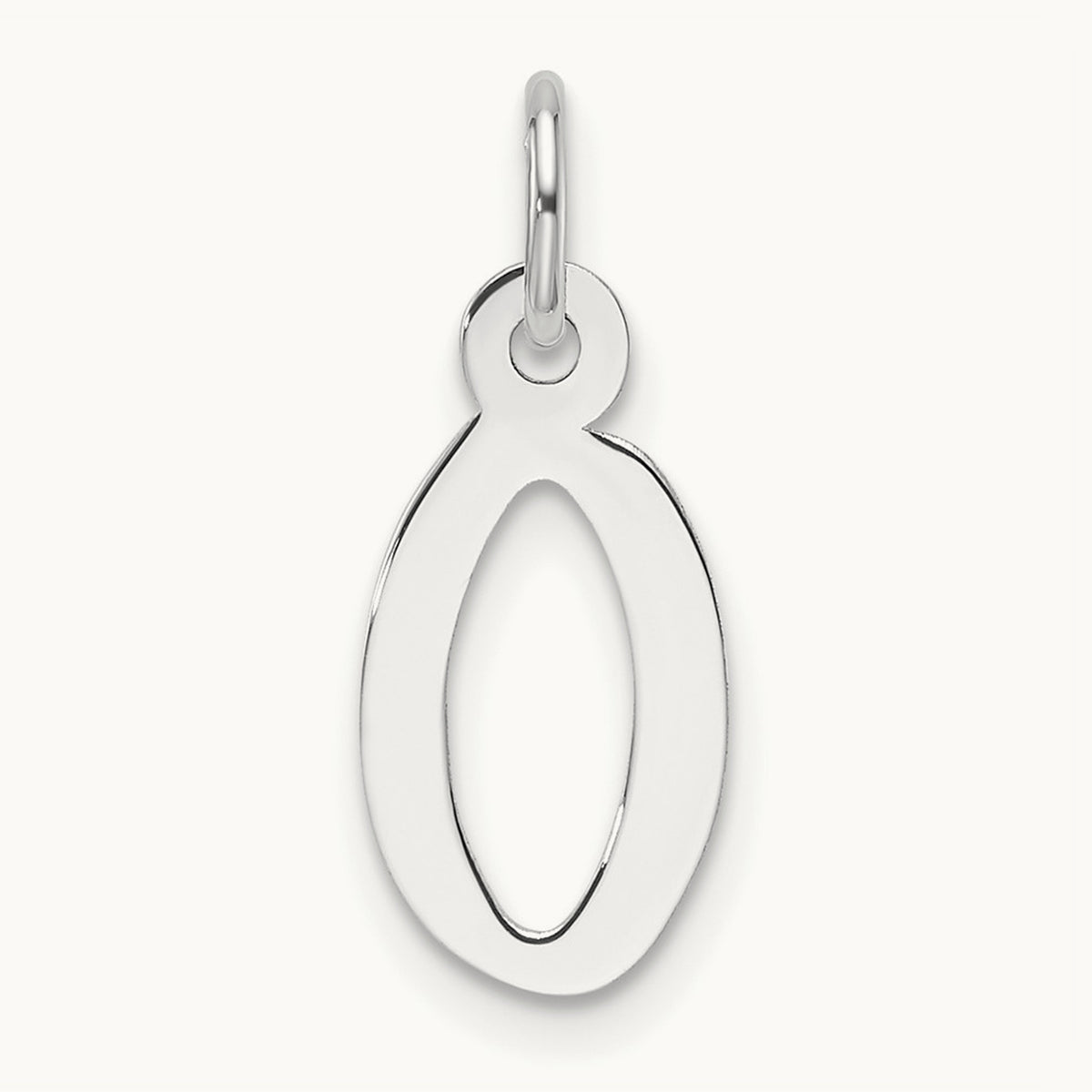 Slanted Block Initial Charm — 14K White Gold, O