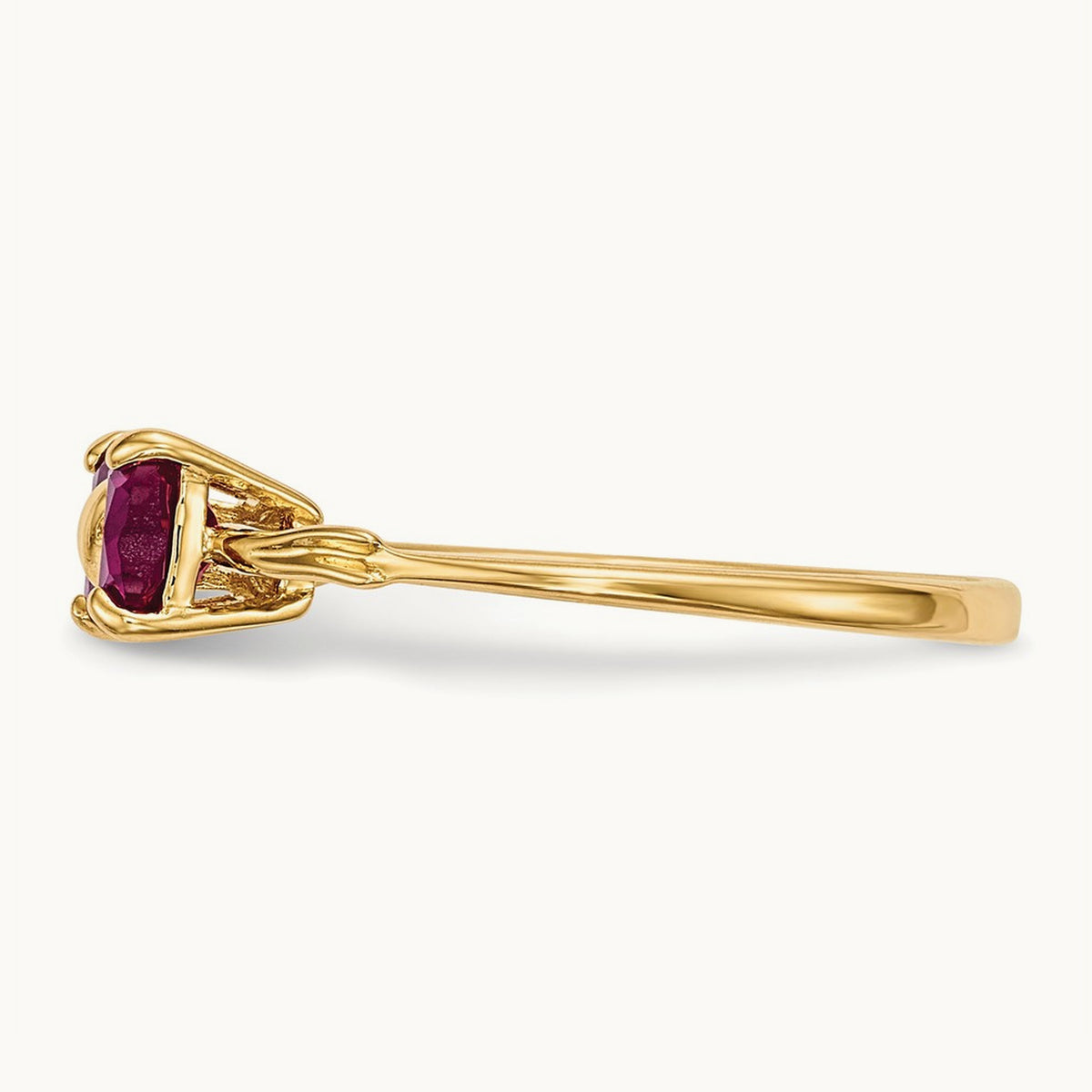 Polished Created Ruby Bow Ring, 14K Gold