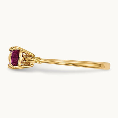Polished Created Ruby Bow Ring, 14K Gold