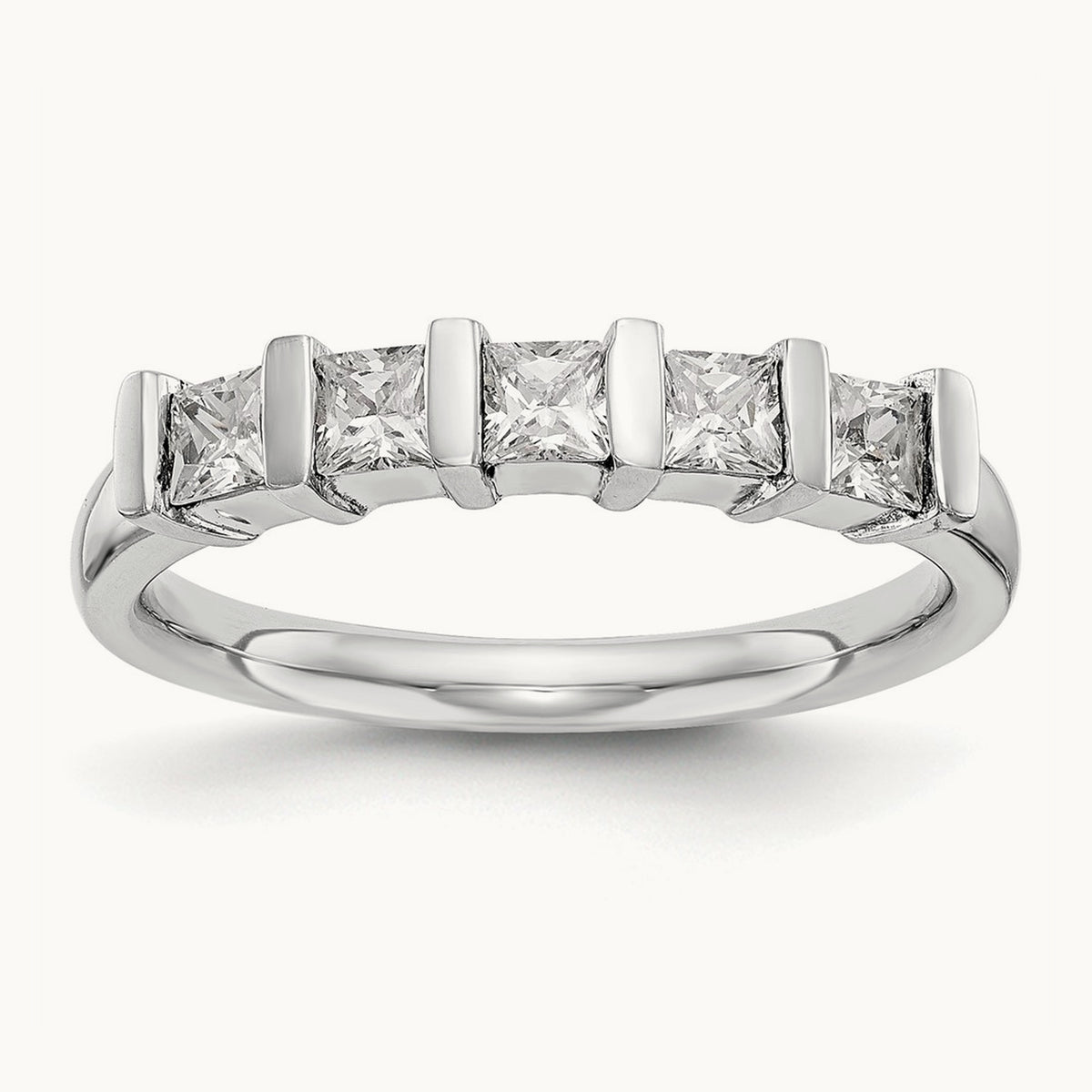 Bar-Set Princess-Cut 5-Stone Band — 7/8 ct, 7