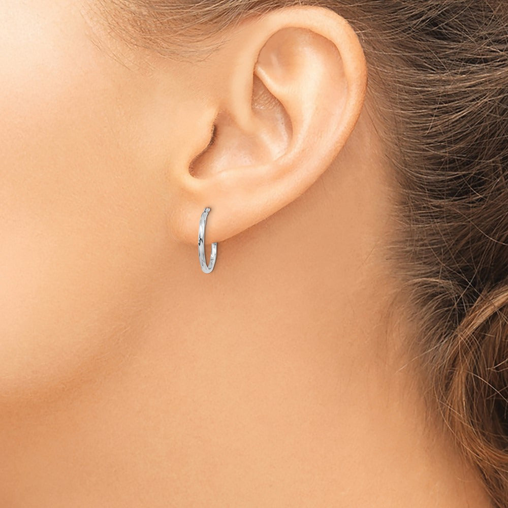 Twisted Hoop Earrings — 14K White Gold, 14mm