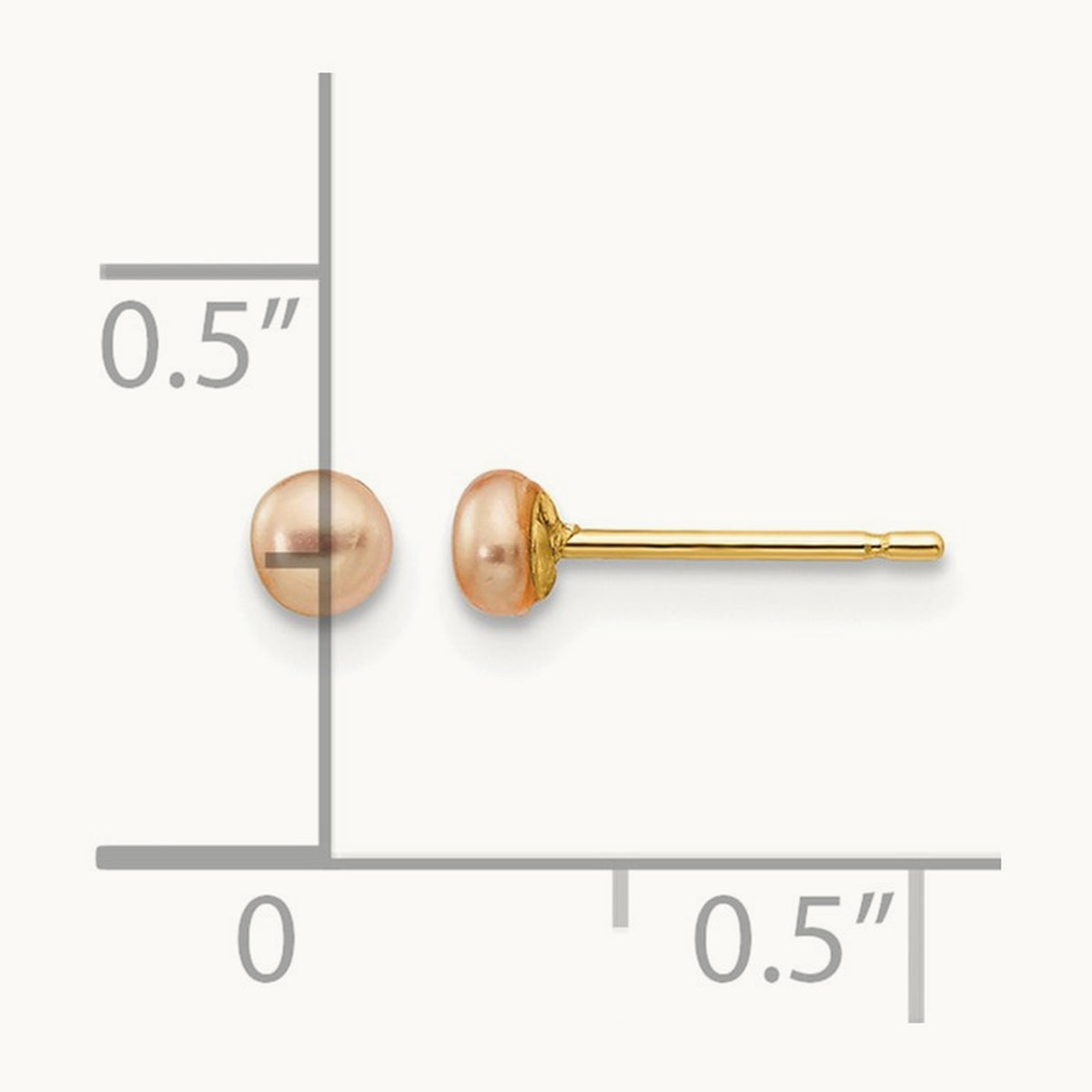 Button Freshwater Cultured Pearl Stud Post Earrings — 14K Yellow Gold