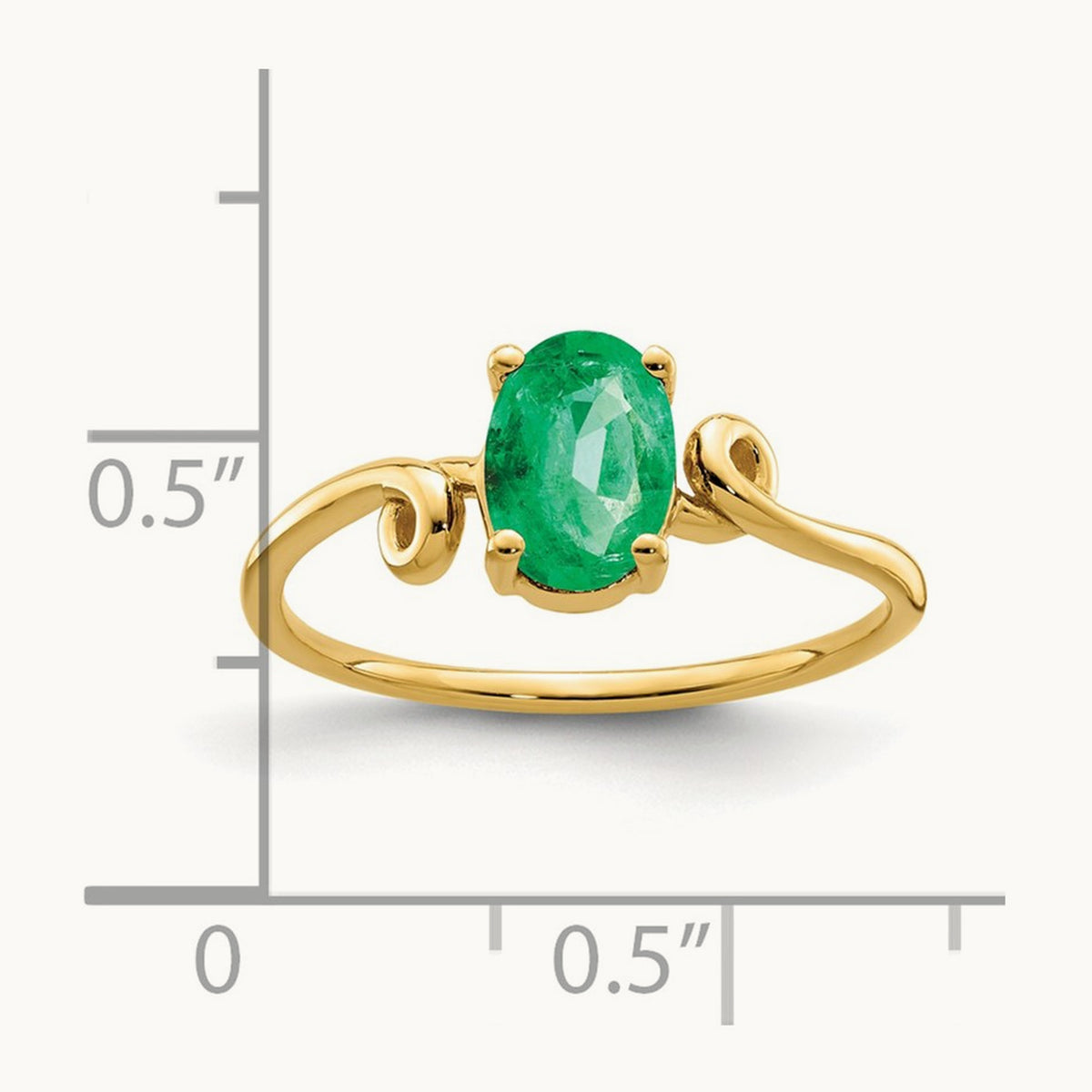 7x5mm Oval Emerald ring, 14K