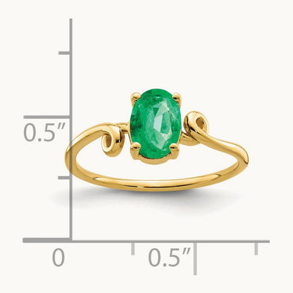 7x5mm Oval Emerald ring, 14K