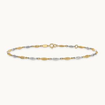 Polished Diamond-cut Infinity Link 9in Plus 1in ext. Anklet, 14K Two-tone