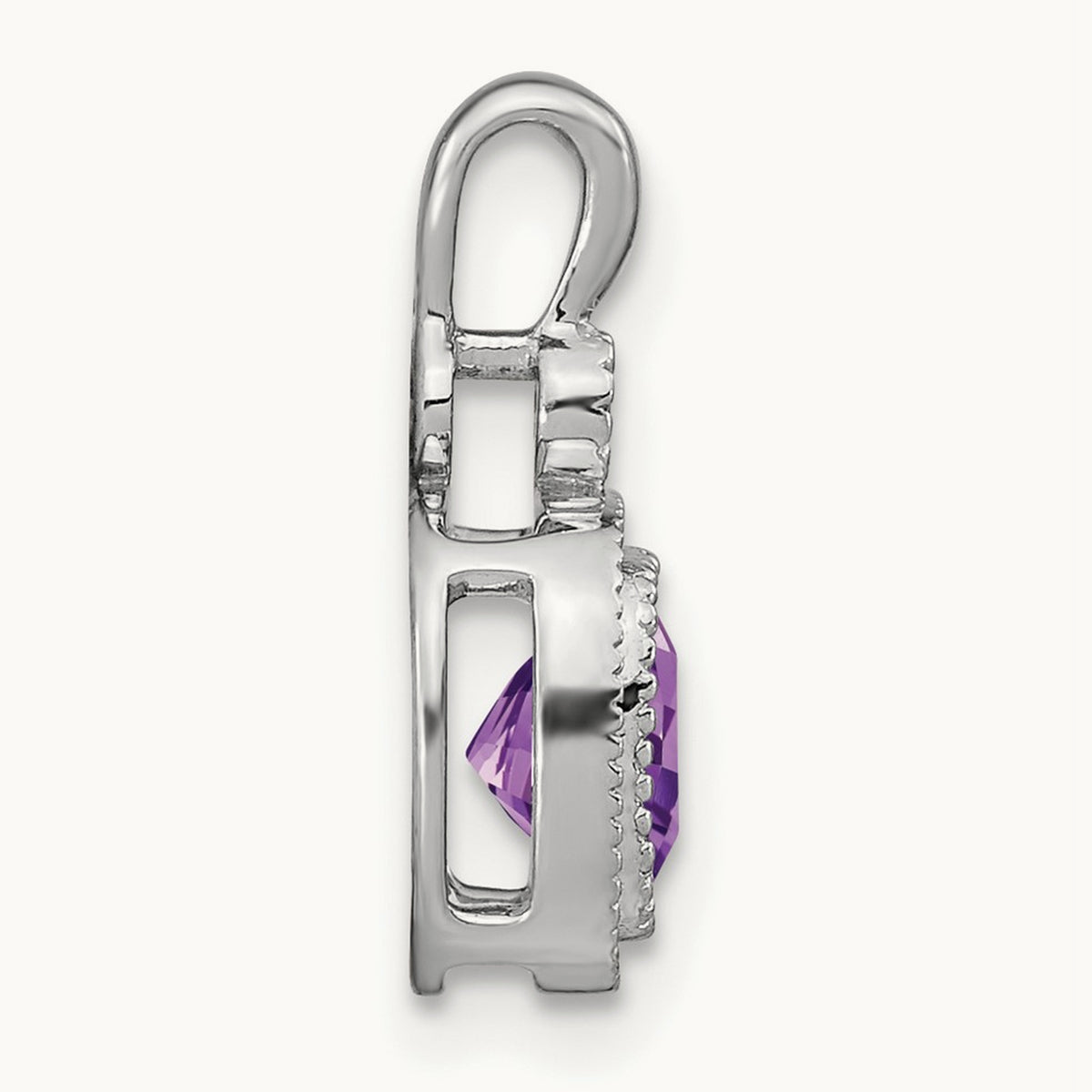 Cushion Amethyst and Diamond Pendant — photo set
