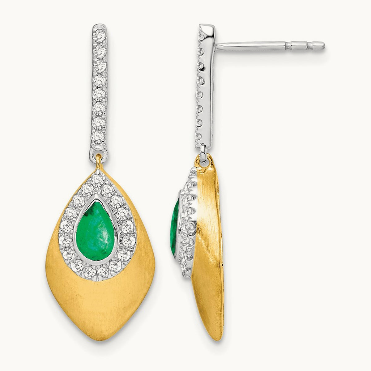 Emerald and Diamond Dangle Earrings — photo set