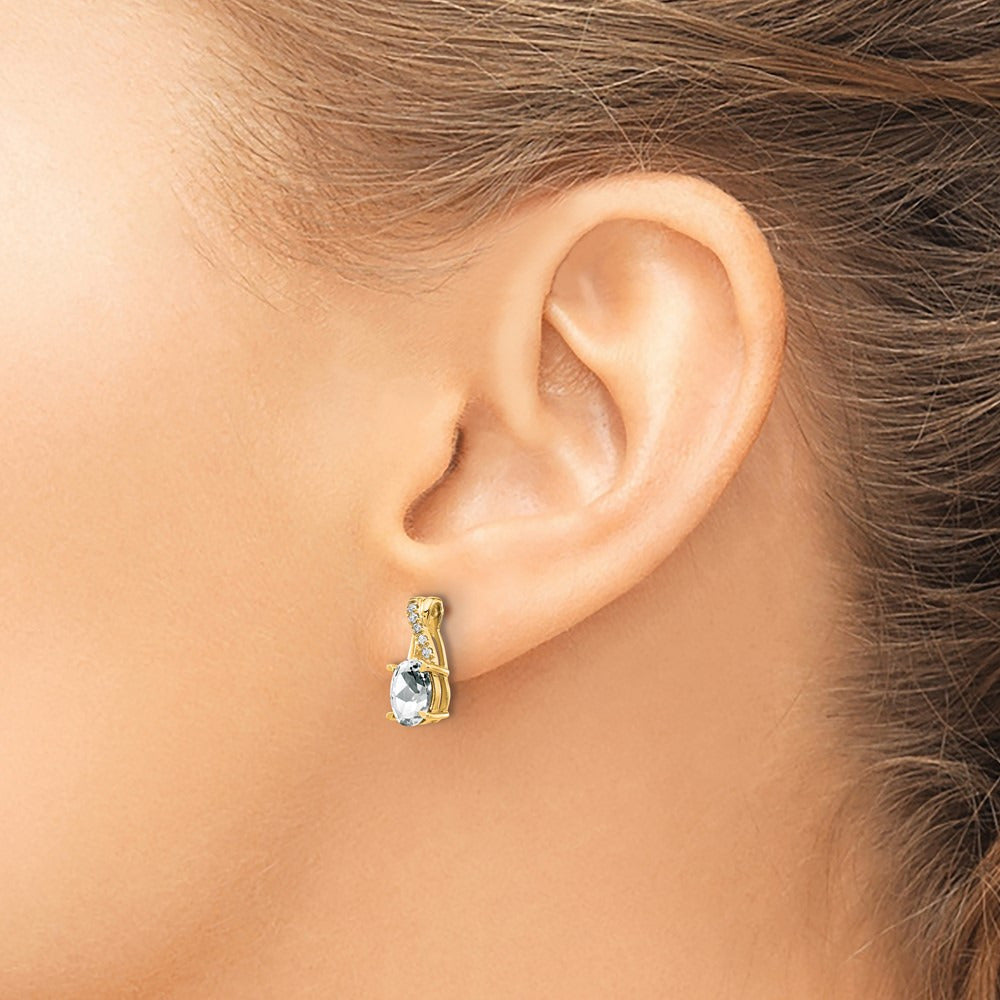 Topaz and Diamond Earrings — 14K Yellow Gold