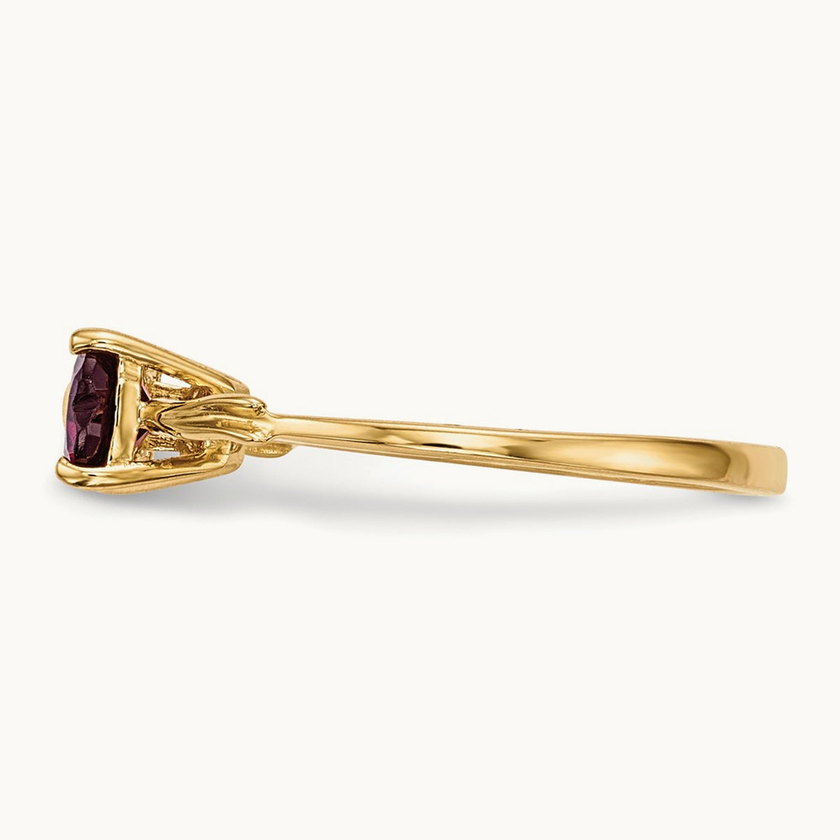 Polished Rhodolite Bow Ring, 14K Gold