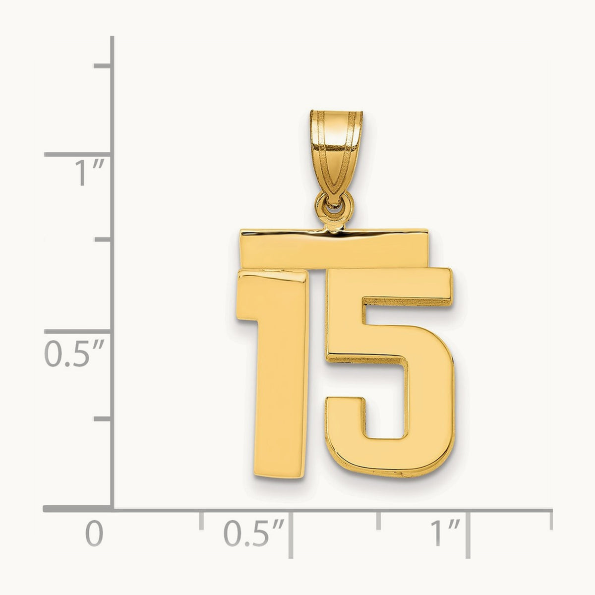 Medium Polished Number 15 Charm, 14K