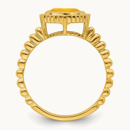 Cushion Citrine Ring — 14K Yellow Gold, 7