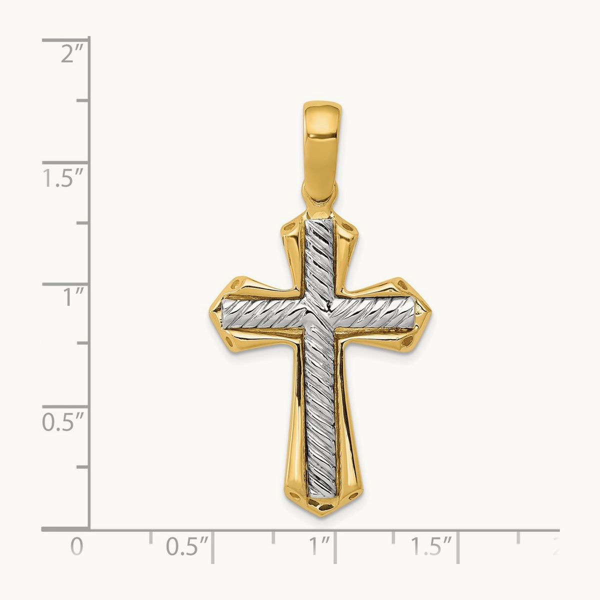 Solid Cross Pendant — 14K Two-Tone Gold