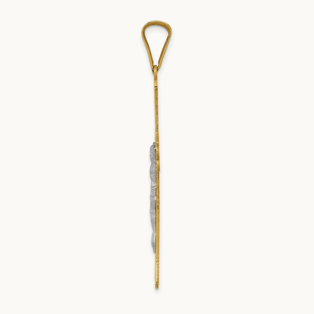 Polished Satin D/C Crucifix Cross Pendant, 14K Two-tone