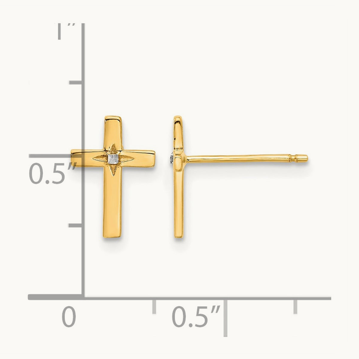 Cross Post Earrings with White Rhodium — 14K Two-Tone Gold