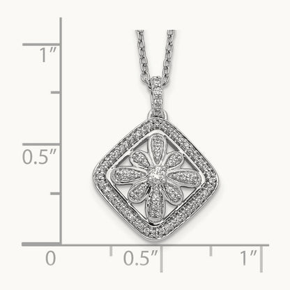 Diamond Vintage 18 inch Necklace, 14K White Gold