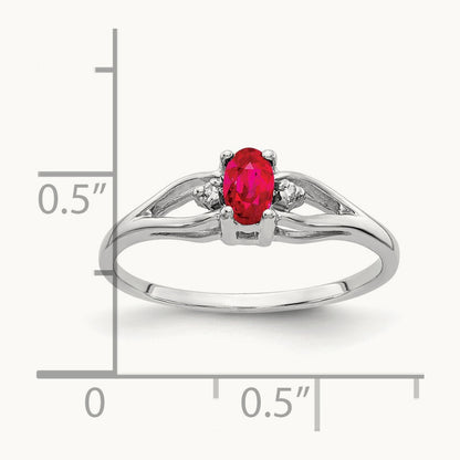 5x3mm Oval Ruby & AA Diamond Ring, 14K White Gold