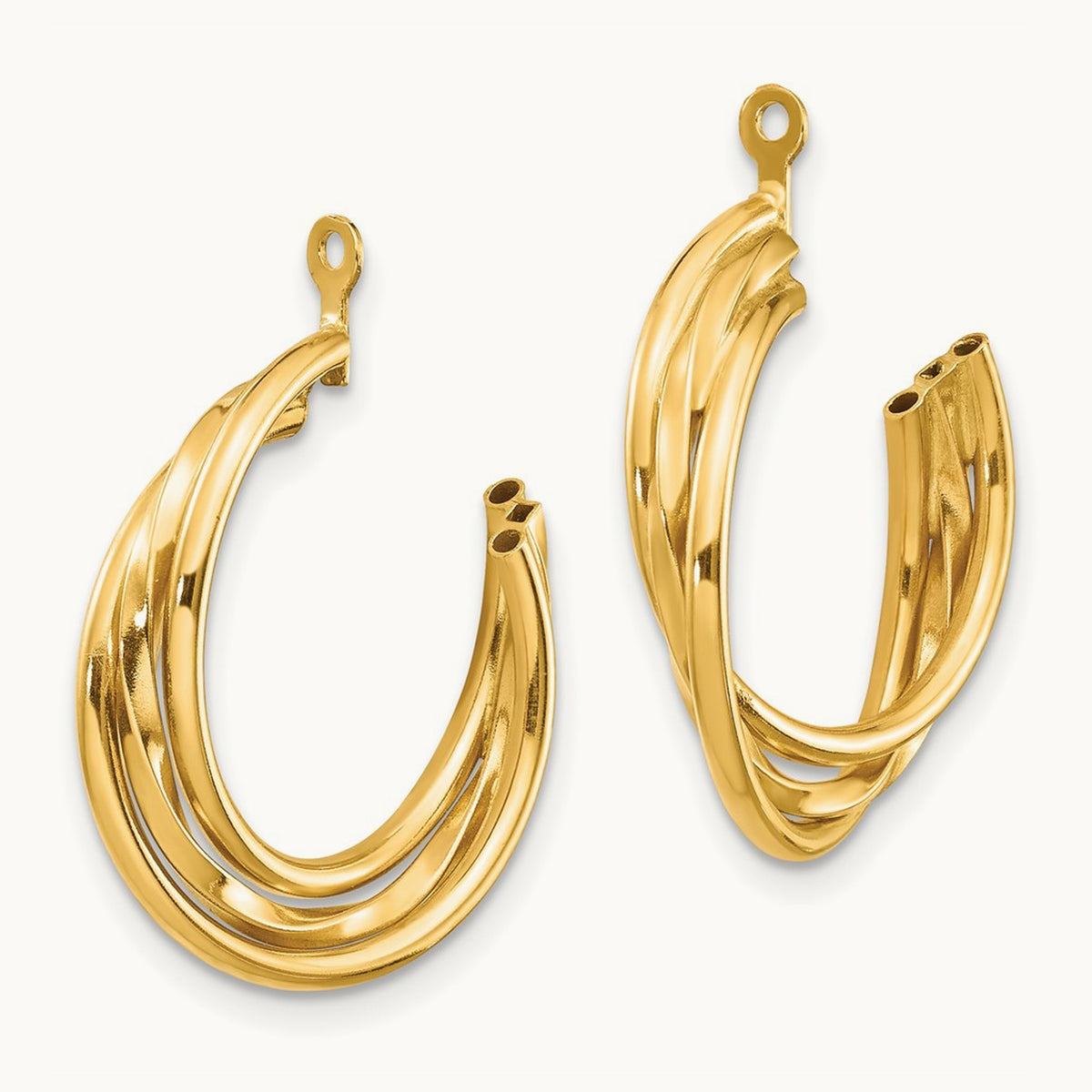 Polished Hoop Earring Jackets — 14K Yellow Gold