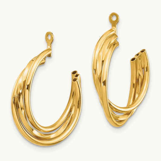 Polished Hoop Earring Jackets — 14K Yellow Gold
