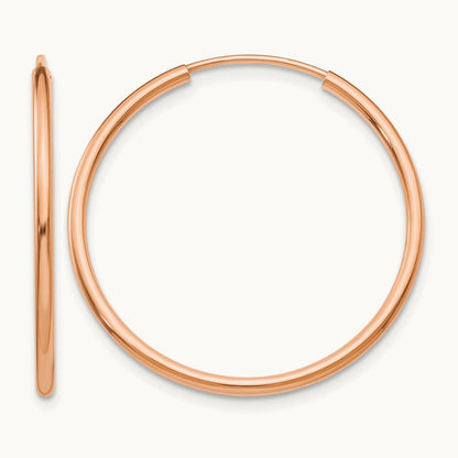 Polished Endless Tube Hoop Earrings, 1.50mm, 14K Rose Gold
