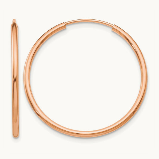 Polished Endless Tube Hoop Earrings, 1.50mm, 14K Rose Gold