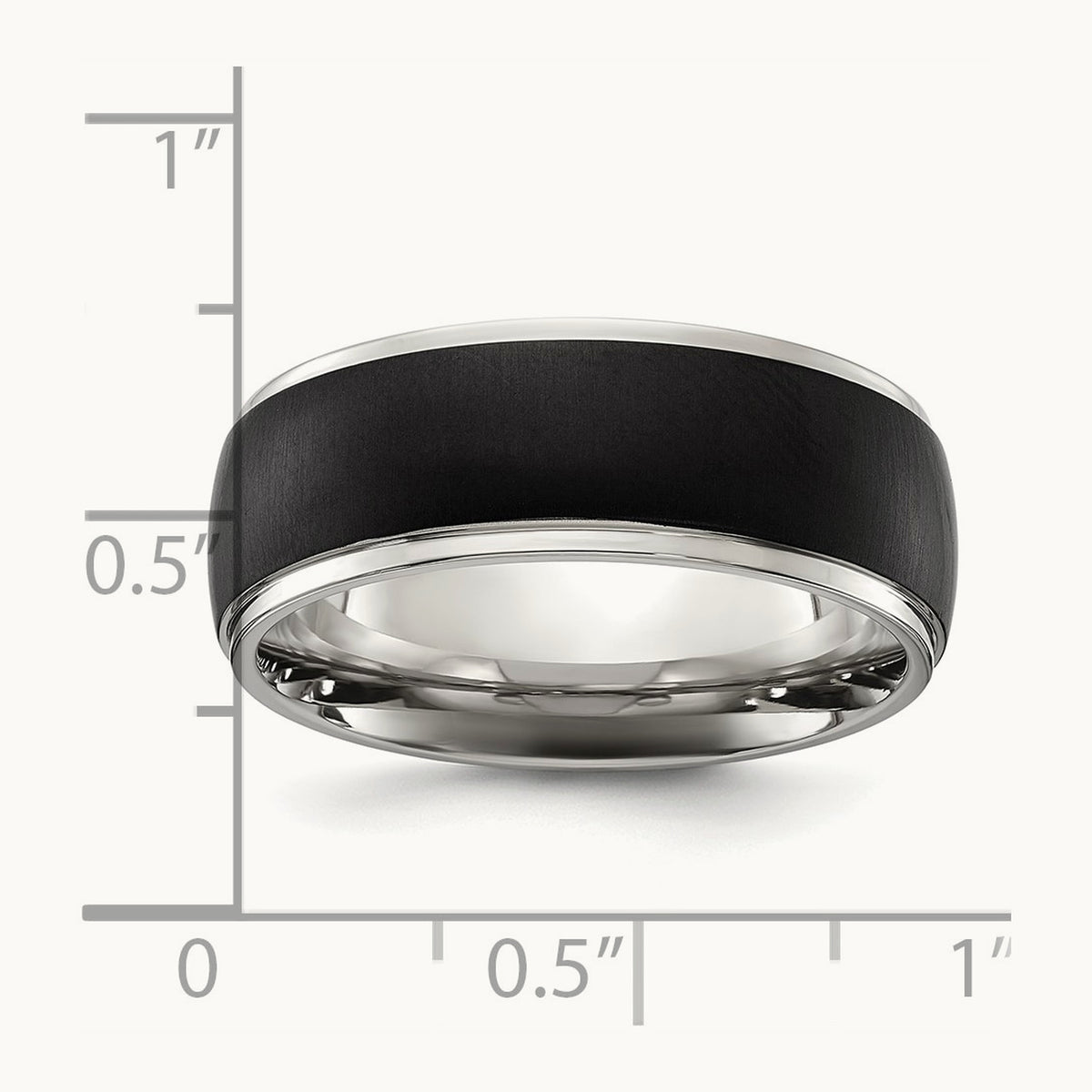 Polished w/Brushed Black IP-plated Center Band, 8mm, Titanium