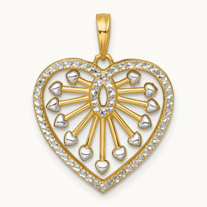 Polished Fancy Heart Charm, 14K with White Rhodium
