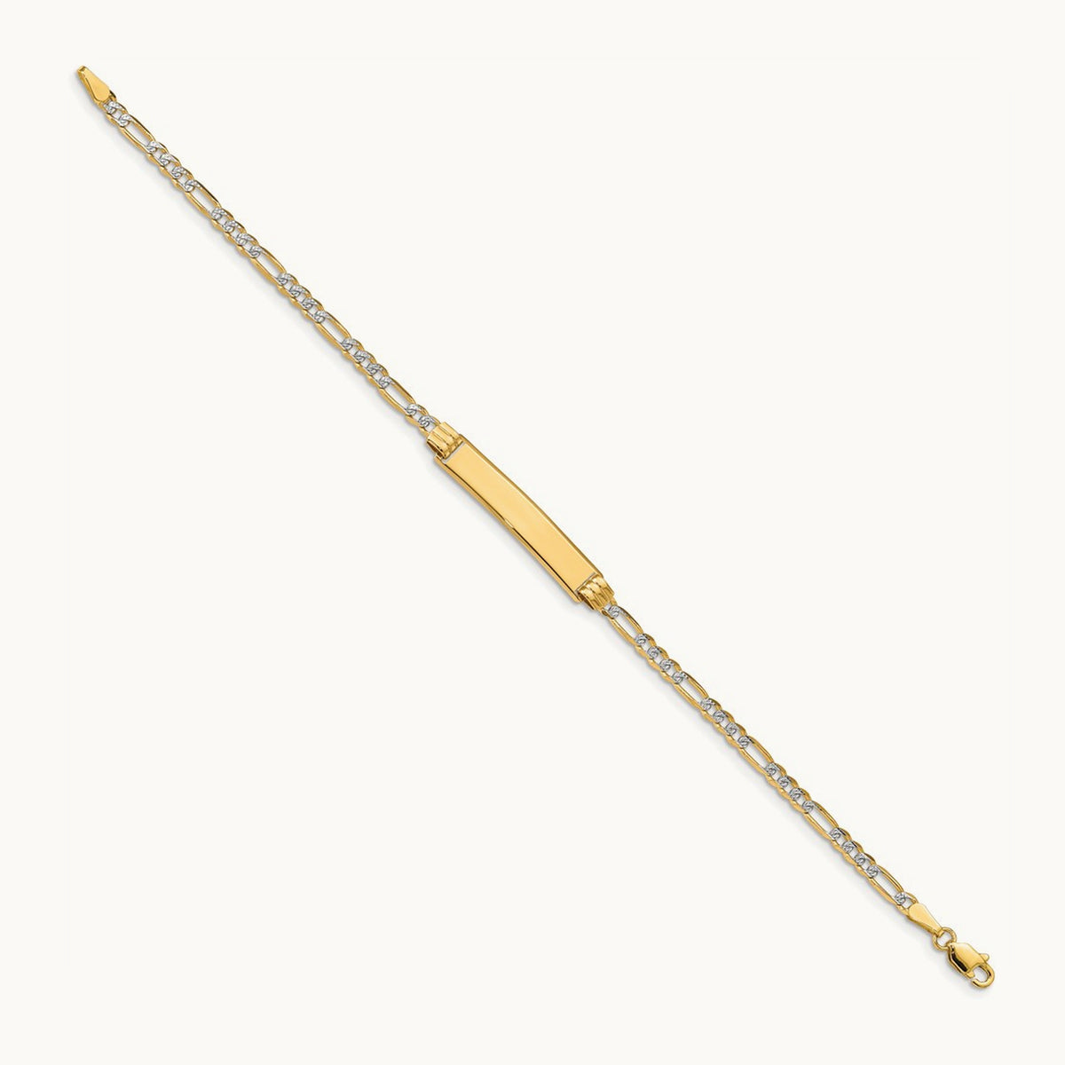 Pavé Figaro ID Bracelet, 14K with Rhodium