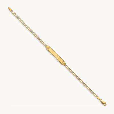 Pavé Figaro ID Bracelet, 14K with Rhodium
