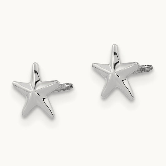 Madi K Screwback Star Post Earrings, 14K White Gold