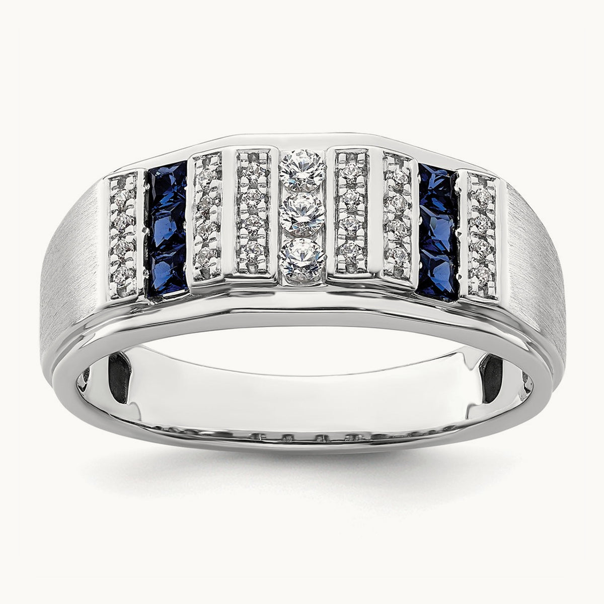 Created Sapphire Men's Ring, 0.20 ct tw Lab-Grown Diamond