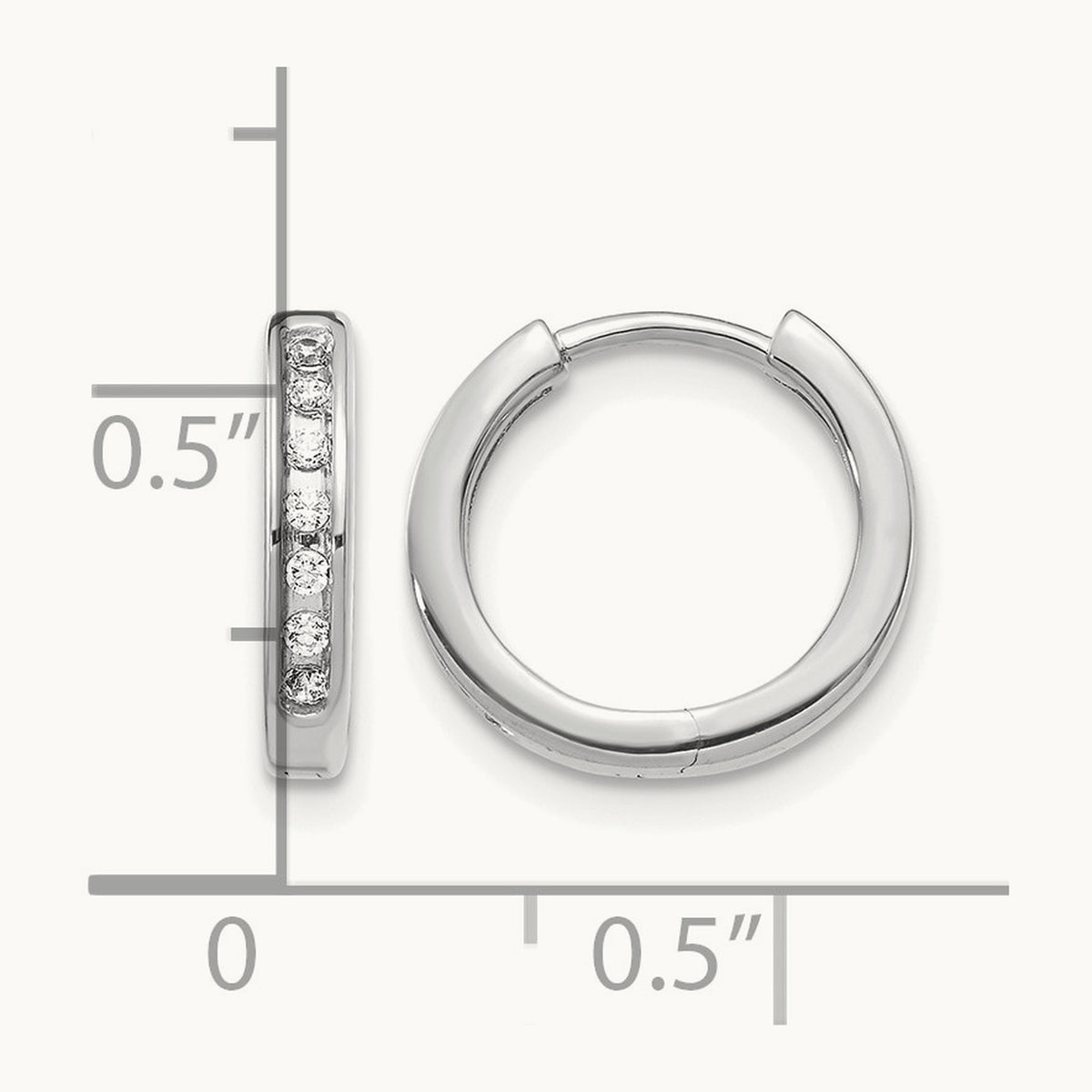 Diamond Hinged Hoop Earrings — 14K White Gold, 0.112 ct