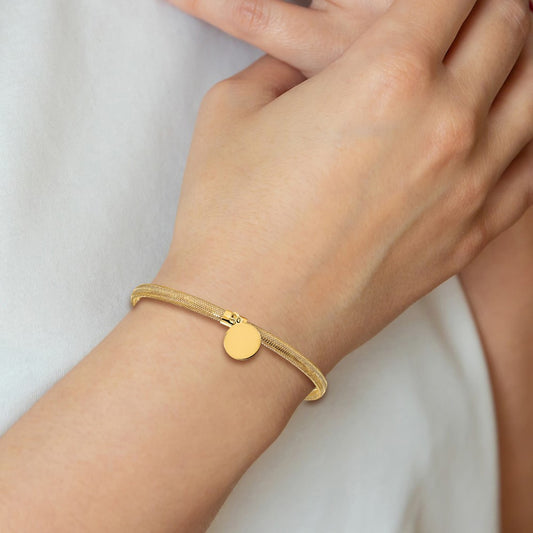 Stretch Mesh with Dangle Charm Bracelet — 14K Yellow Gold