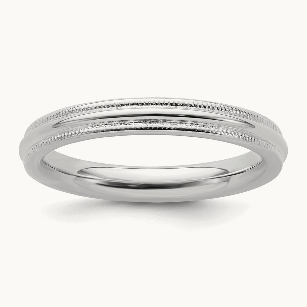 Rhodium-plated Comfort Fit Milgrain Band — photo set (2)