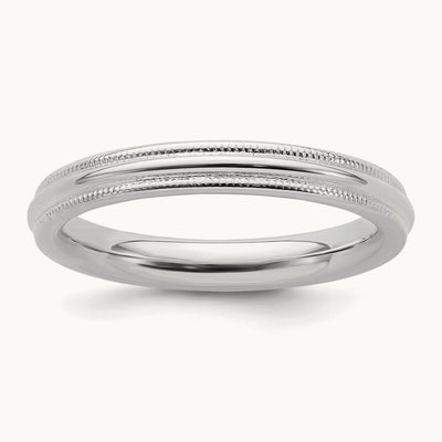 Rhodium-plated Comfort Fit Milgrain Band — photo set