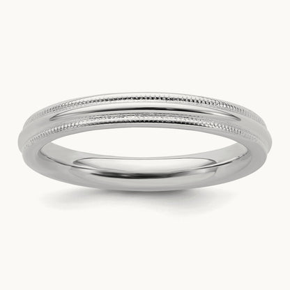 Rhodium-plated Comfort Fit Milgrain Band — photo set